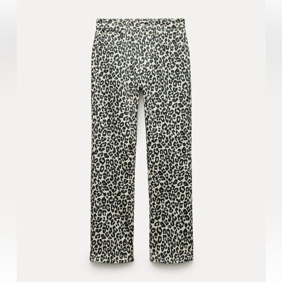 Zara Animal Print High Waist Crop Bootcut Jeans size 4 - Picture 5 of 9